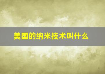 美国的纳米技术叫什么