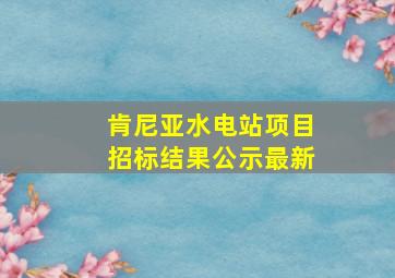 肯尼亚水电站项目招标结果公示最新