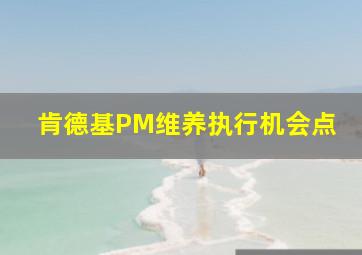 肯德基PM维养执行机会点