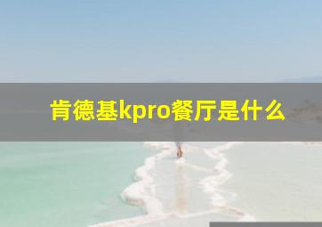 肯德基kpro餐厅是什么