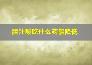 胆汁酸吃什么药能降低