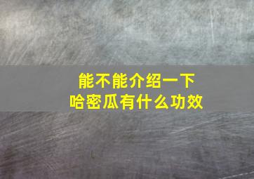 能不能介绍一下哈密瓜有什么功效