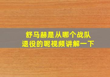 舒马赫是从哪个战队退役的呢视频讲解一下