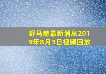 舒马赫最新消息2019年8月3日视频回放