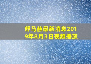 舒马赫最新消息2019年8月3日视频播放