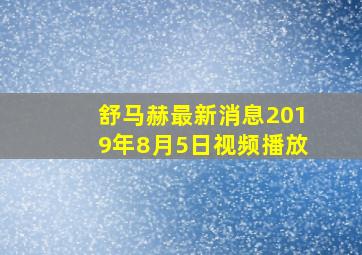 舒马赫最新消息2019年8月5日视频播放