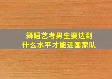 舞蹈艺考男生要达到什么水平才能进国家队