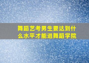 舞蹈艺考男生要达到什么水平才能进舞蹈学院