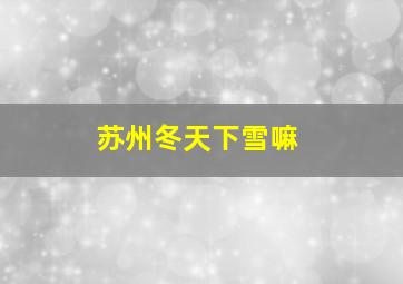 苏州冬天下雪嘛