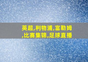 英超,利物浦,富勒姆,比赛集锦,足球直播