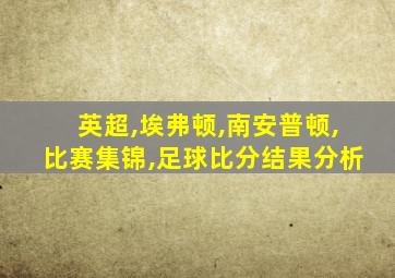 英超,埃弗顿,南安普顿,比赛集锦,足球比分结果分析