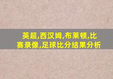 英超,西汉姆,布莱顿,比赛录像,足球比分结果分析