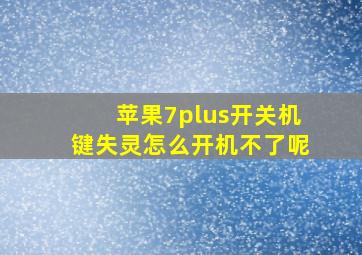 苹果7plus开关机键失灵怎么开机不了呢