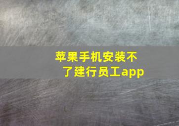 苹果手机安装不了建行员工app