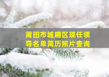 莆田市城厢区现任领导名单简历照片查询