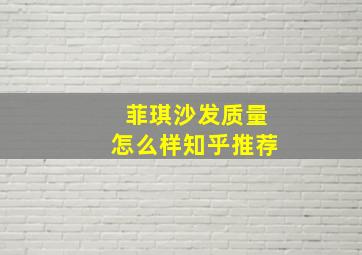 菲琪沙发质量怎么样知乎推荐