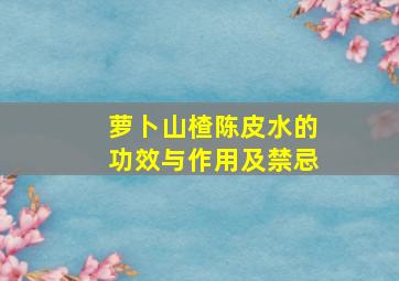 萝卜山楂陈皮水的功效与作用及禁忌