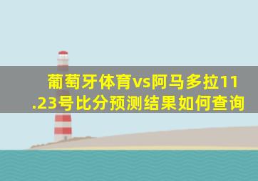 葡萄牙体育vs阿马多拉11.23号比分预测结果如何查询