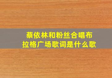 蔡依林和粉丝合唱布拉格广场歌词是什么歌