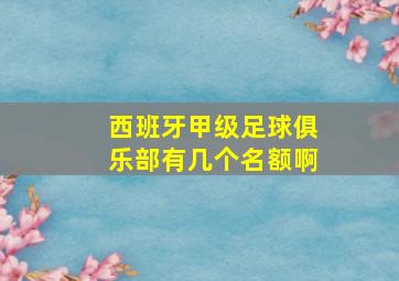 西班牙甲级足球俱乐部有几个名额啊