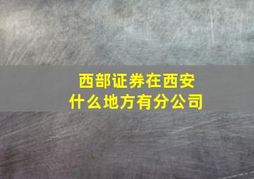 西部证券在西安什么地方有分公司