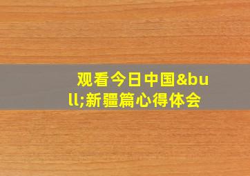 观看今日中国•新疆篇心得体会