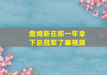 詹姆斯在那一年拿下总冠军了嘛视频