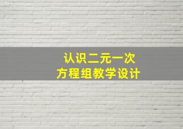 认识二元一次方程组教学设计