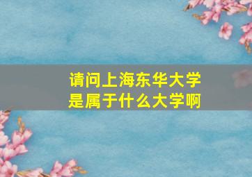 请问上海东华大学是属于什么大学啊