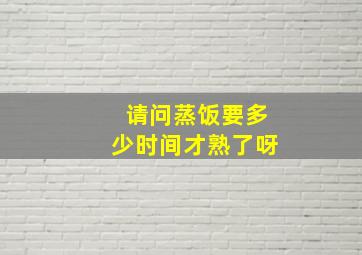 请问蒸饭要多少时间才熟了呀