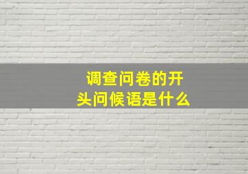 调查问卷的开头问候语是什么