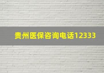 贵州医保咨询电话12333