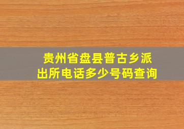 贵州省盘县普古乡派出所电话多少号码查询