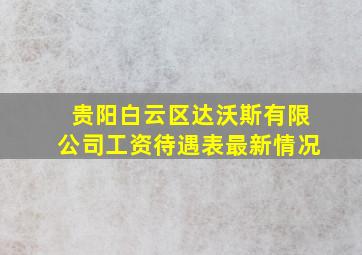 贵阳白云区达沃斯有限公司工资待遇表最新情况