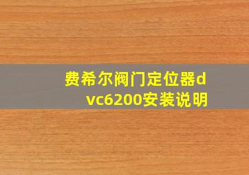 费希尔阀门定位器dvc6200安装说明