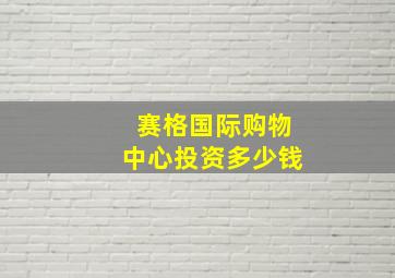 赛格国际购物中心投资多少钱