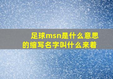 足球msn是什么意思的缩写名字叫什么来着