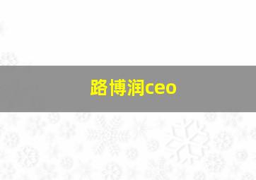 路博润ceo