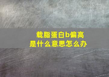 载脂蛋白b偏高是什么意思怎么办