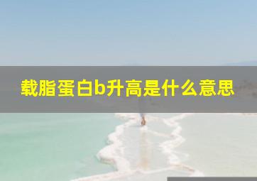 载脂蛋白b升高是什么意思