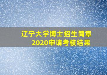 辽宁大学博士招生简章2020申请考核结果