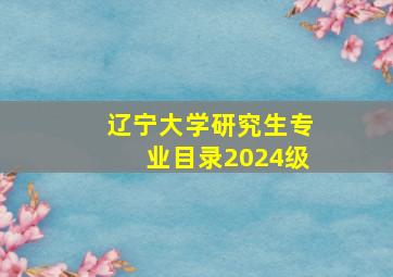 辽宁大学研究生专业目录2024级