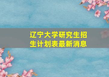 辽宁大学研究生招生计划表最新消息