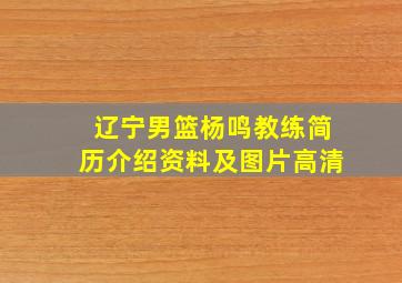 辽宁男篮杨鸣教练简历介绍资料及图片高清