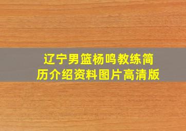 辽宁男篮杨鸣教练简历介绍资料图片高清版