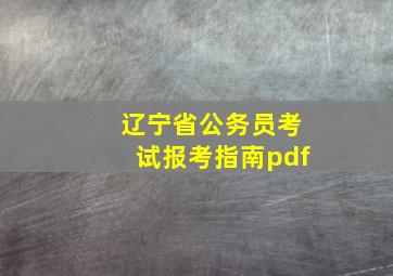 辽宁省公务员考试报考指南pdf