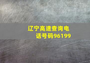 辽宁高速查询电话号码96199