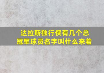 达拉斯独行侠有几个总冠军球员名字叫什么来着