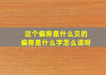 这个偏旁是什么贝的偏旁是什么字怎么读呀