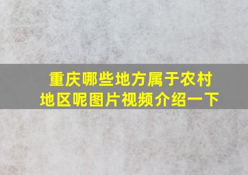 重庆哪些地方属于农村地区呢图片视频介绍一下